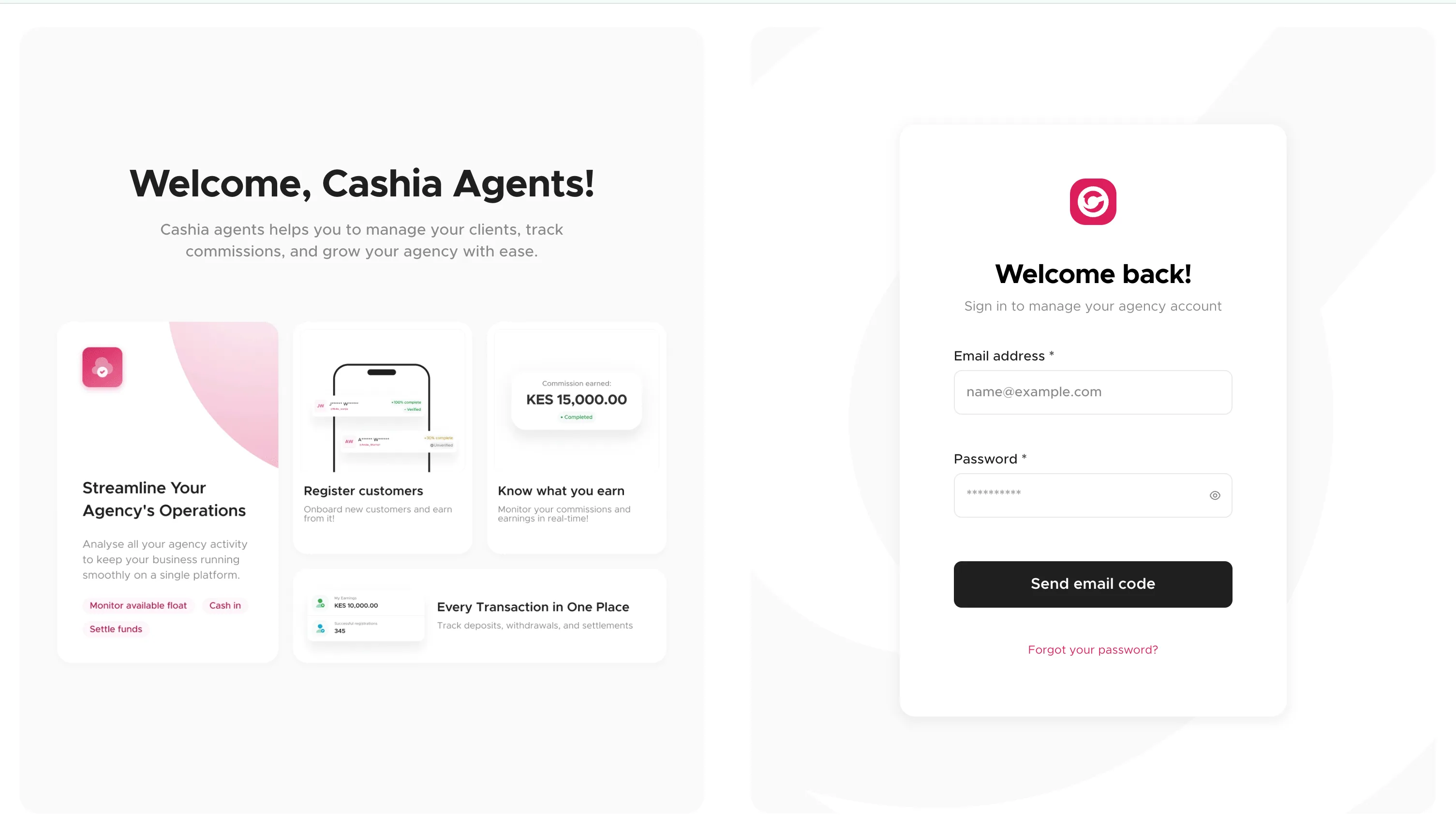 Cashia Agency Portal